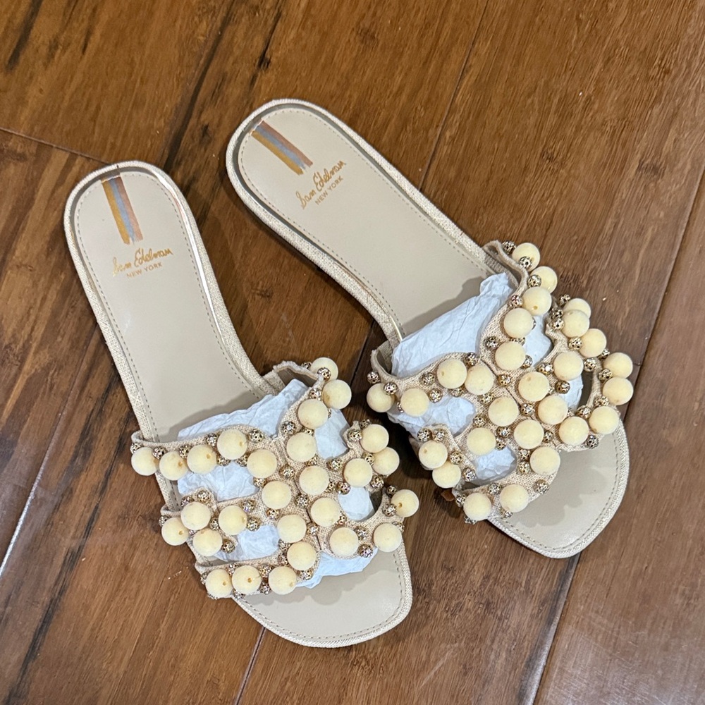 Sam Edelman Cream Beaded Slide Sandals - Picture 2 of 4